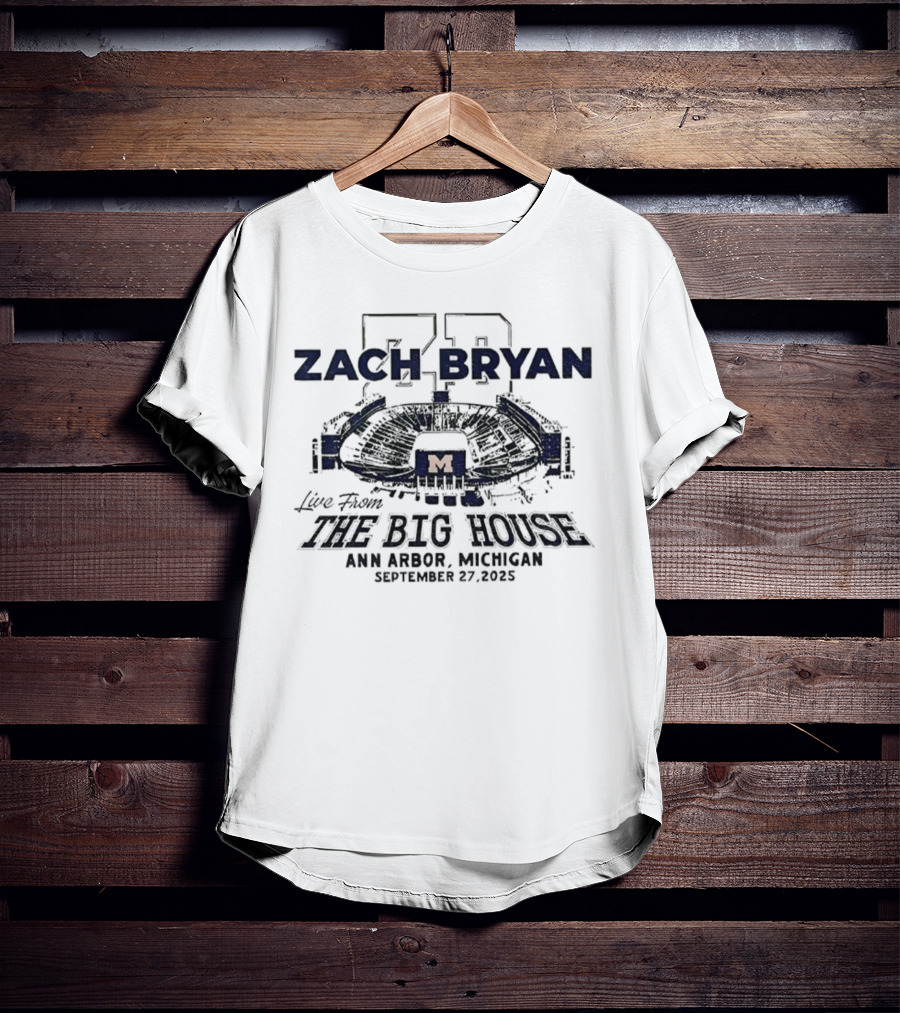 Zach Bryan 73 Michigan Wolverines Live From The Big House Ann Arbor September 27 2025 T-Shirt