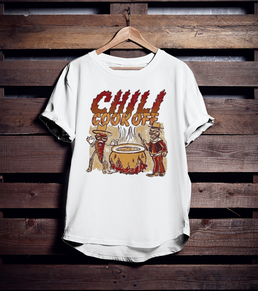 Chili Cookoff Spicy Pepper Cowboy And Chef Duel Over Fiery Pot T-Shirt