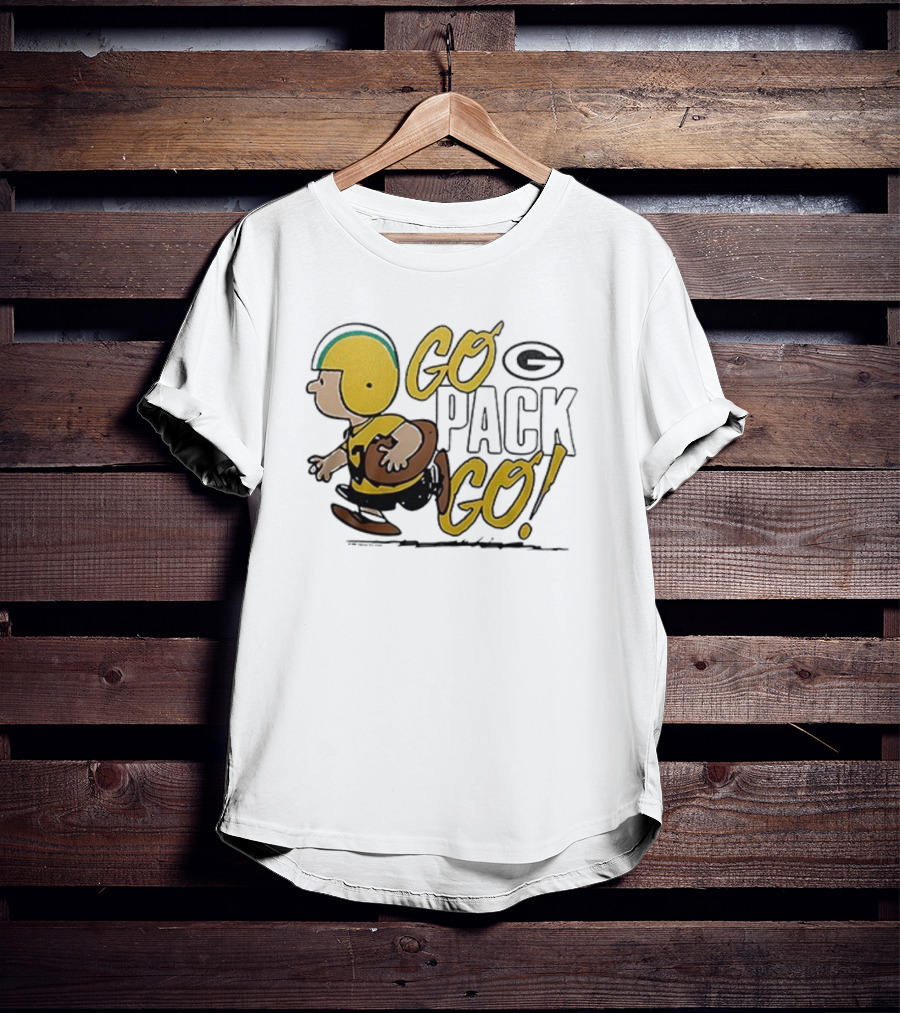 Green Bay Packers Peanuts Snoopy Go Pack Go Winter Cartoon Football T-Shirt