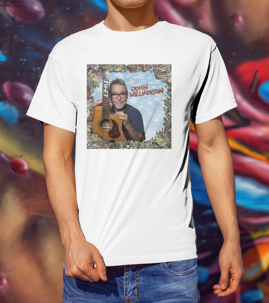 John Williamson EMU Guitar Ausmusic Floral Border T-Shirt