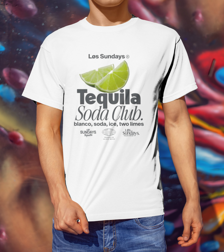 Los Sundays Tequila Soda Club Blanco Soda Ice Two Limes T-Shirt