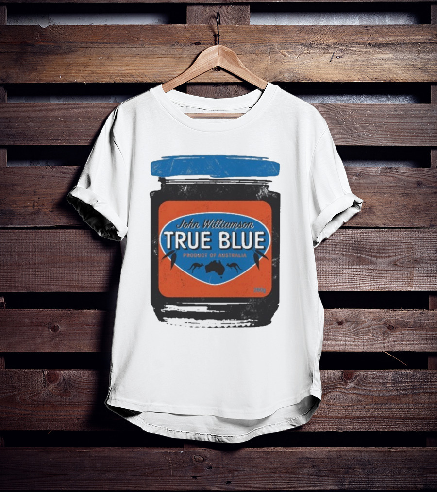 John Williamson True Blue Product Of Australia Mock Jam Label T-Shirt