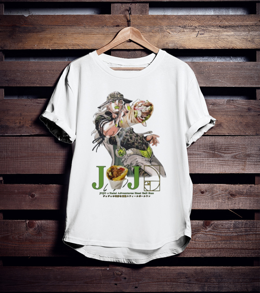 Jojo’s Halal Adventure Steel Ball Run Gyro Burrito Manga Crossover T-Shirt