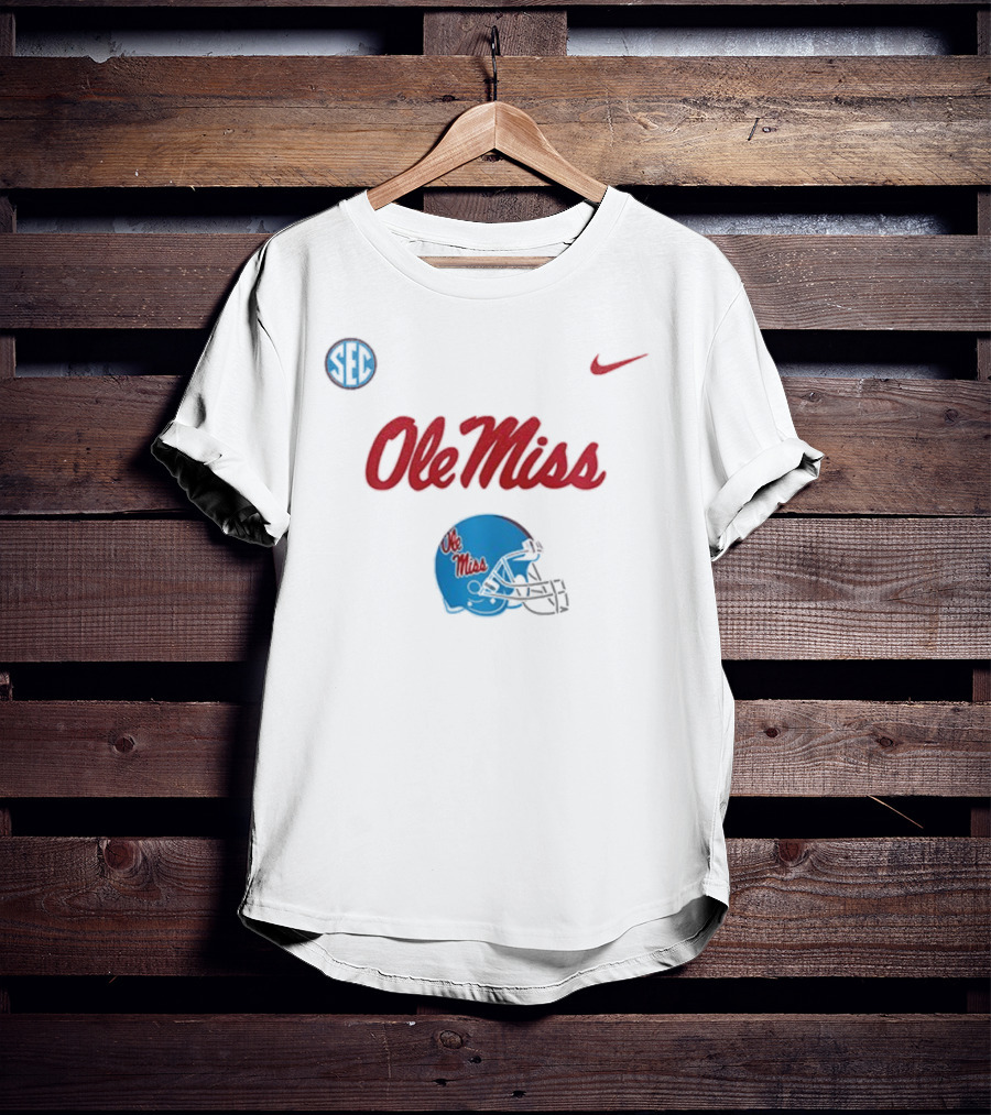 Ole Miss Rebels Football Helmet SEC Nike T-Shirt