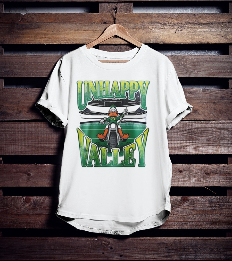 Oregon Ducks Unhappy Valley Mascot Motorcycle Rider T-Shirt