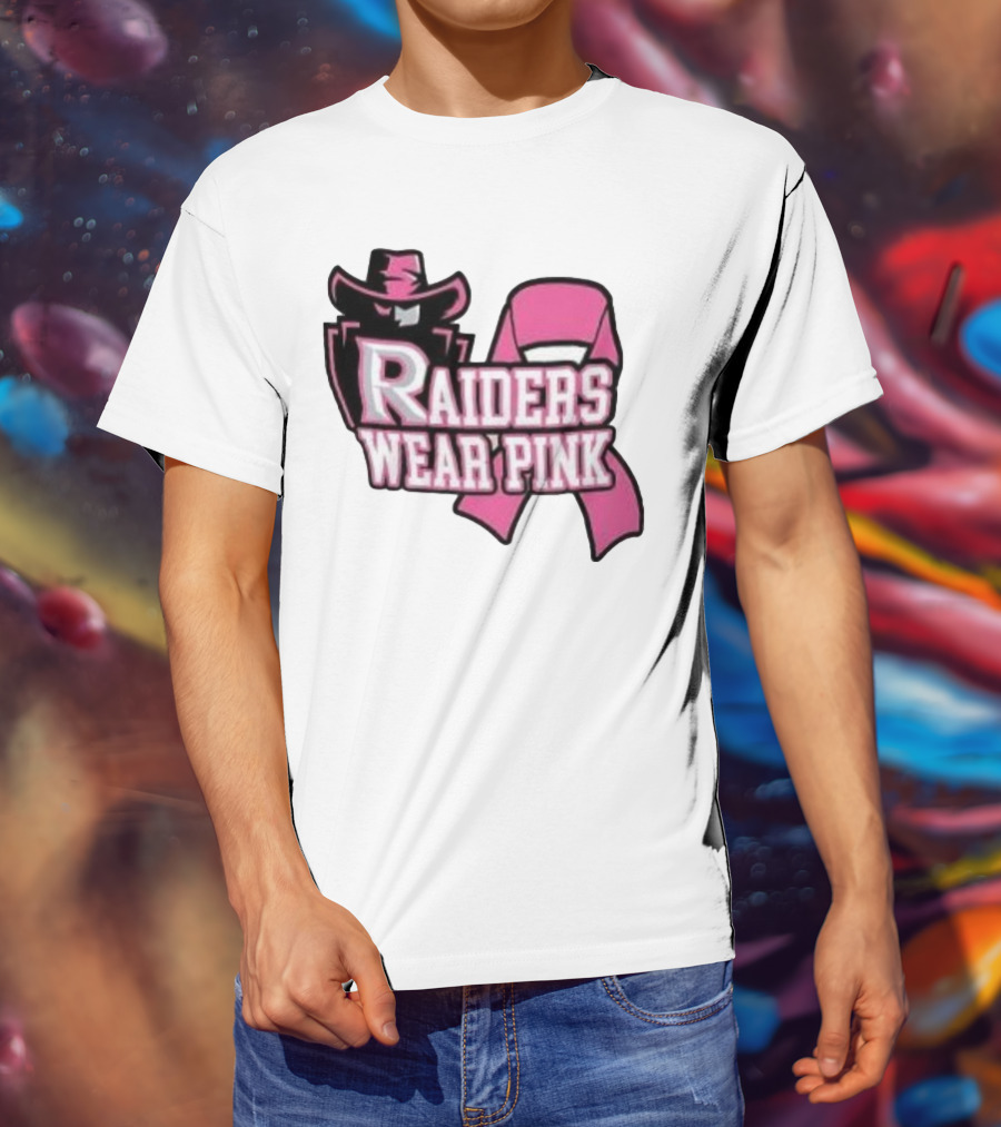 Raiders Wear Pink Breast Cancer Awareness Power Ribbon T-Shirt