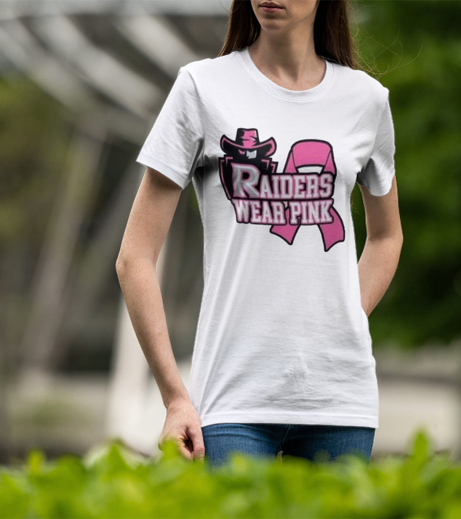 Raiders Wear Pink Breast Cancer Awareness Power Ribbon T-Shirt