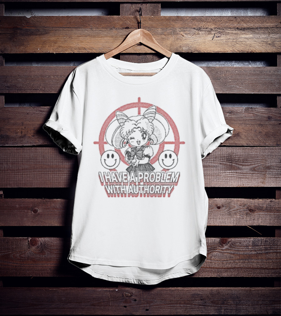 I Have A Problem With Authority Cat Ears Target Paws T-Shirt