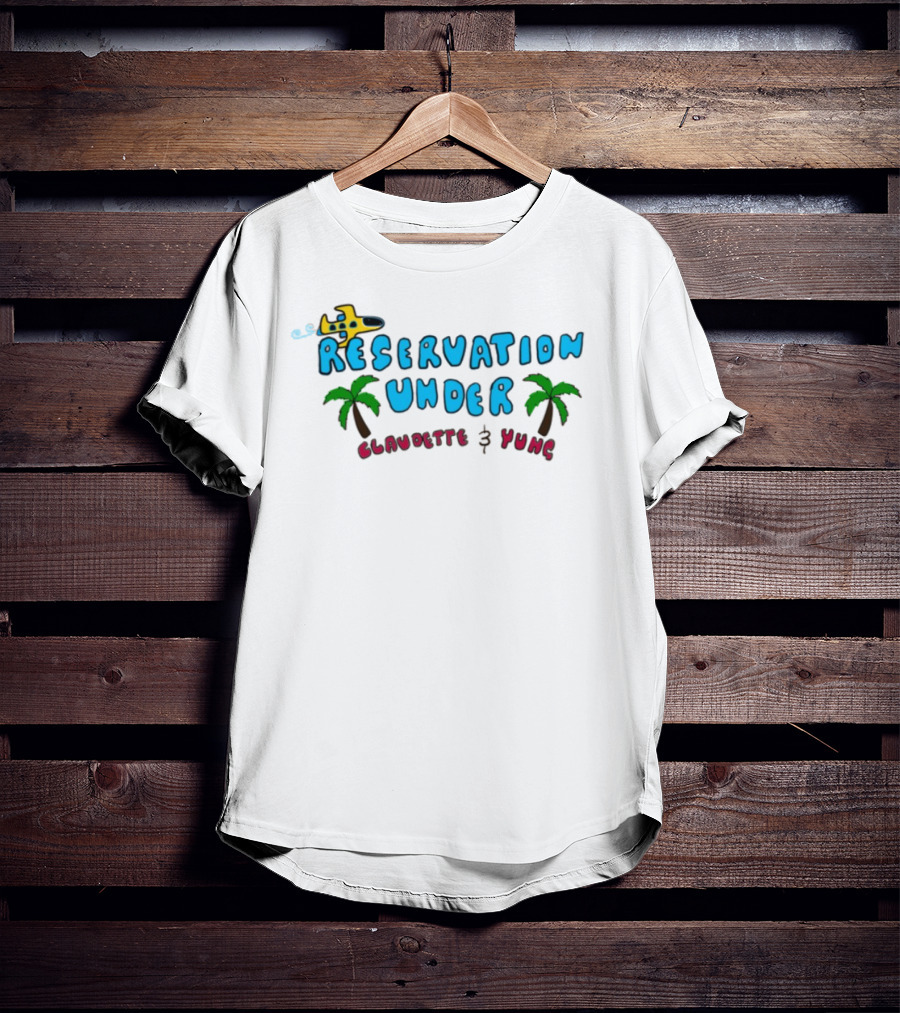 Reservation Under Claudette Yung Beach Beds Tropical Vacation T-Shirt