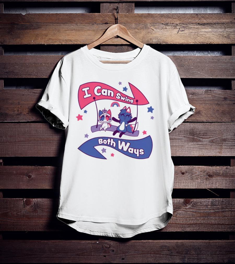 I Can Swing Both Ways Cute Cats Stars Rainbow T-Shirt