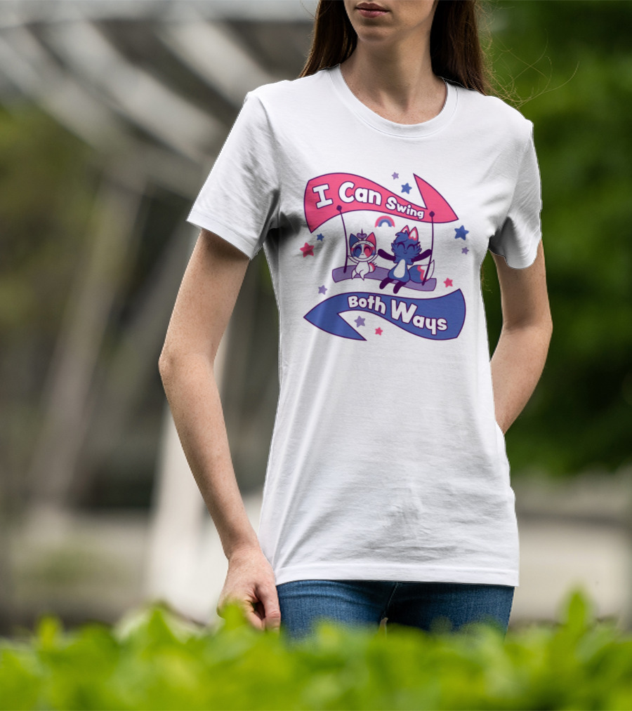I Can Swing Both Ways Cute Cats Stars Rainbow T-Shirt