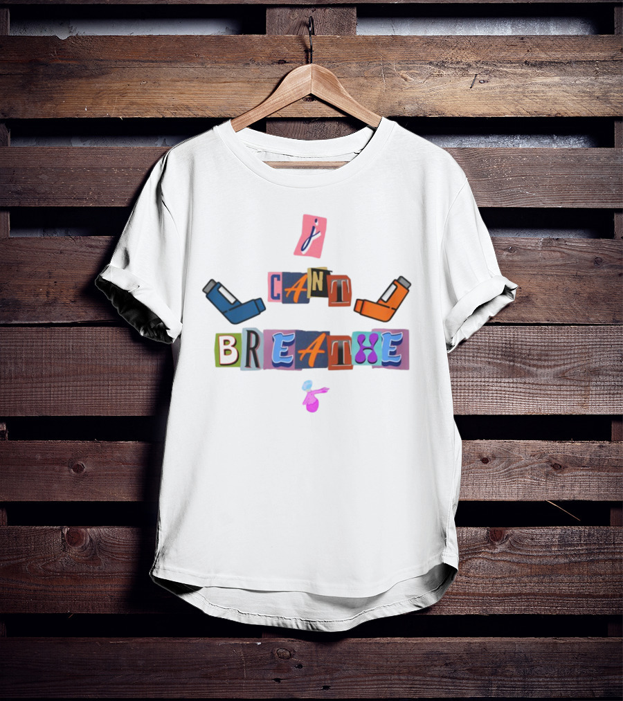 I Can't Breathe Text Collage Abstract Style T-Shirt
