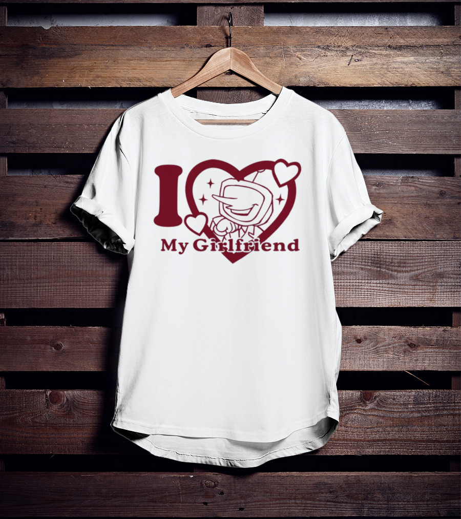 I Love My Girlfriend Mr. Tenna Heart Design T-Shirt