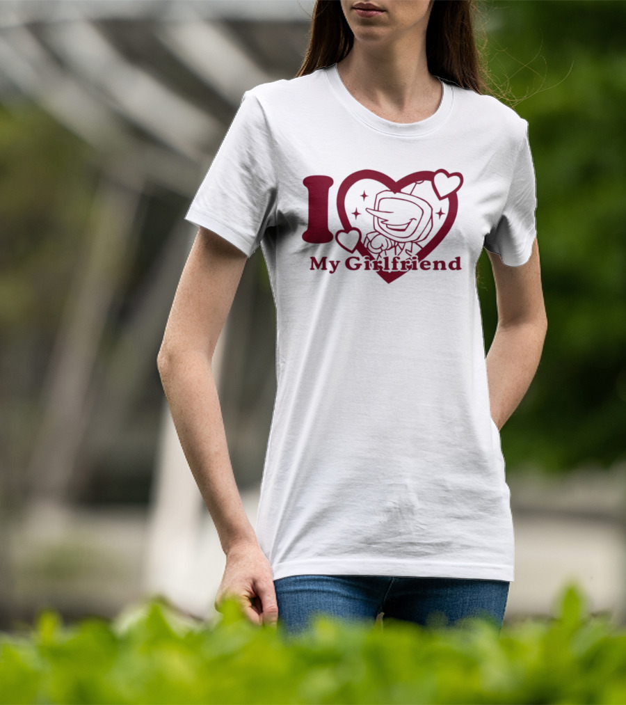 I Love My Girlfriend Mr. Tenna Heart Design T-Shirt