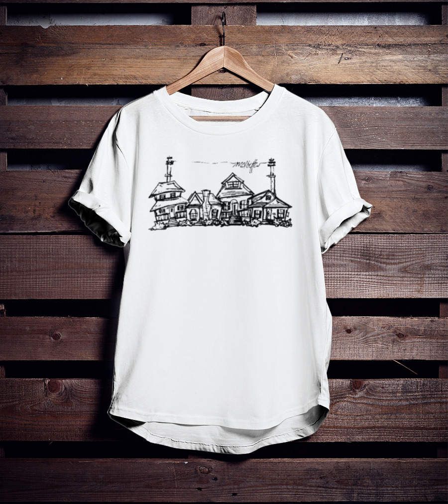 Marietta Powerlines Skyline Drawing With Power Pole And Birds T-Shirt