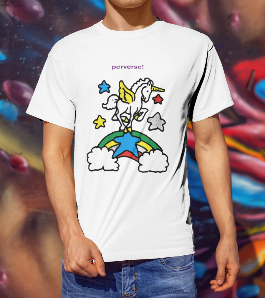 Perverse Pride Bug Girl Rainbow Stars Wings T-Shirt