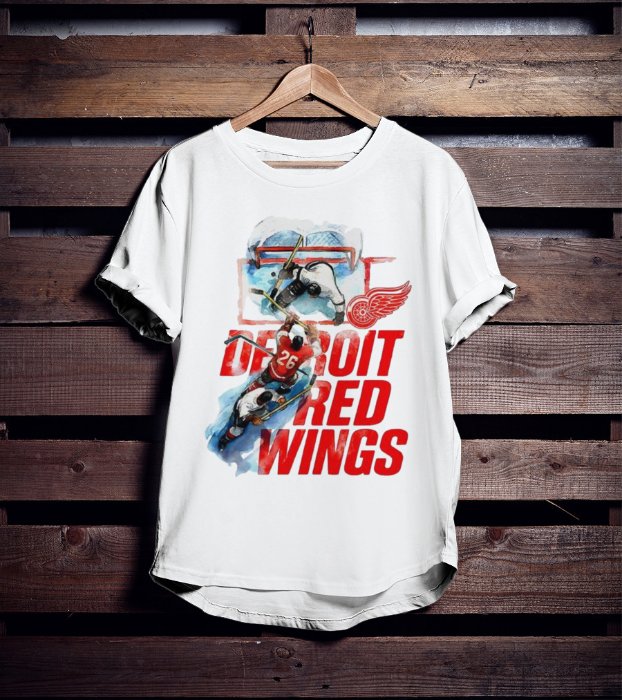 Sana X Detroit Red Wings Hockey Team Action Scene T-Shirt