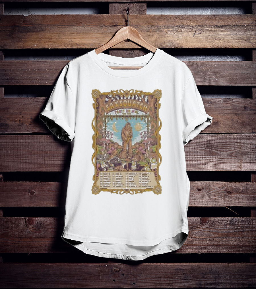 Saxsquatch Party Animal 2026 Tour Psychedelic Forest Jam Band T-Shirt