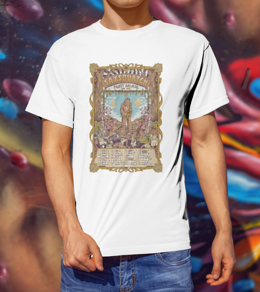 Saxsquatch Party Animal 2026 Tour Psychedelic Forest Jam Band T-Shirt