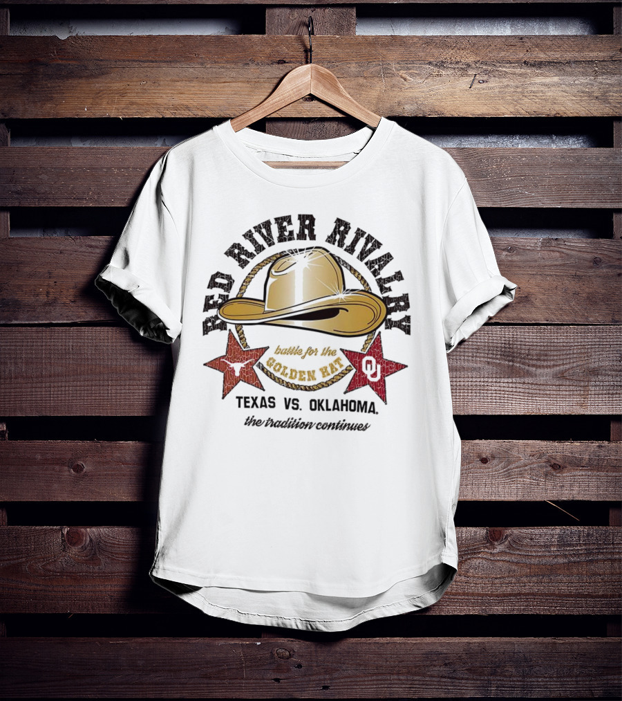 Red River Rivalry Texas Vs Oklahoma Battle For The Golden Hat T-Shirt
