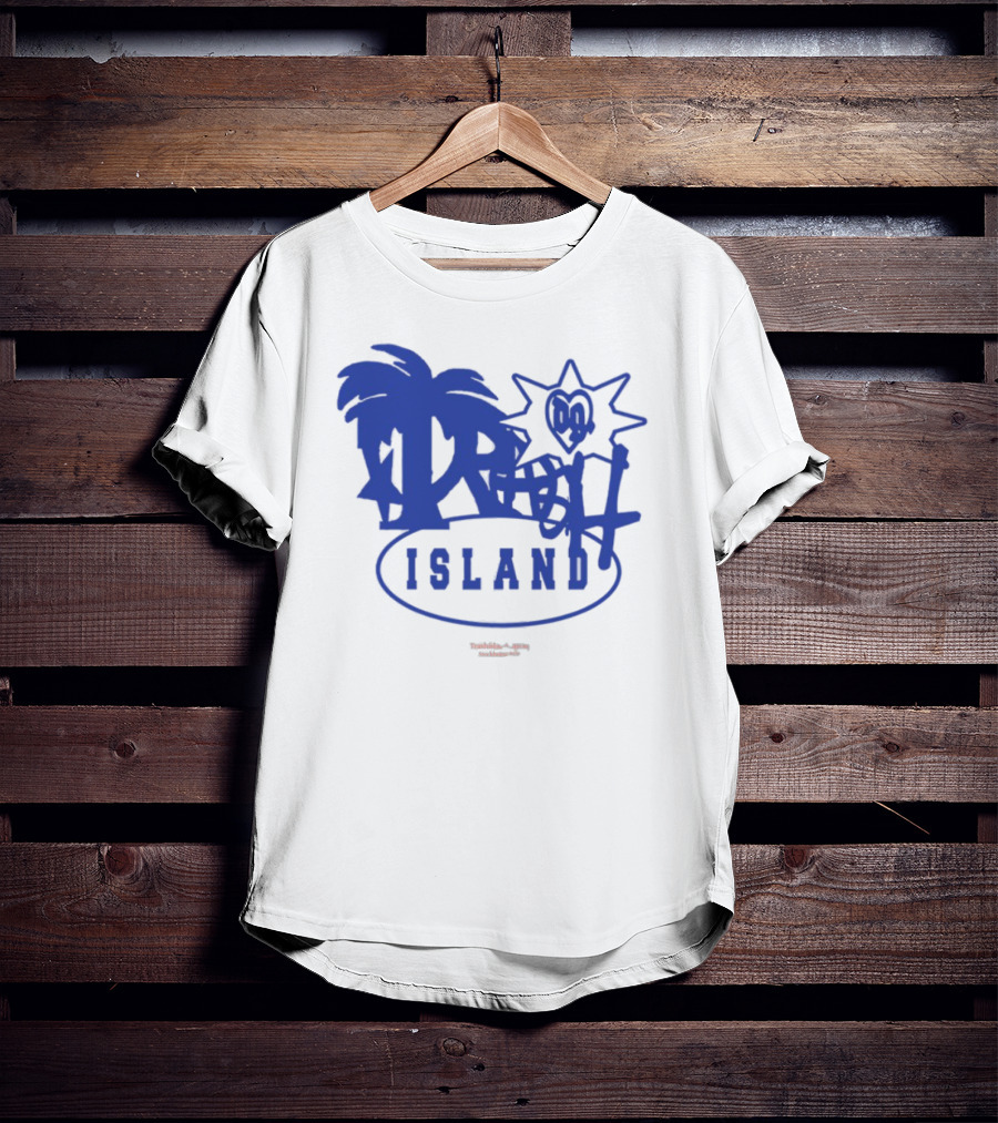 Trash Island Blue And White Palm Star Grafik T-Shirt