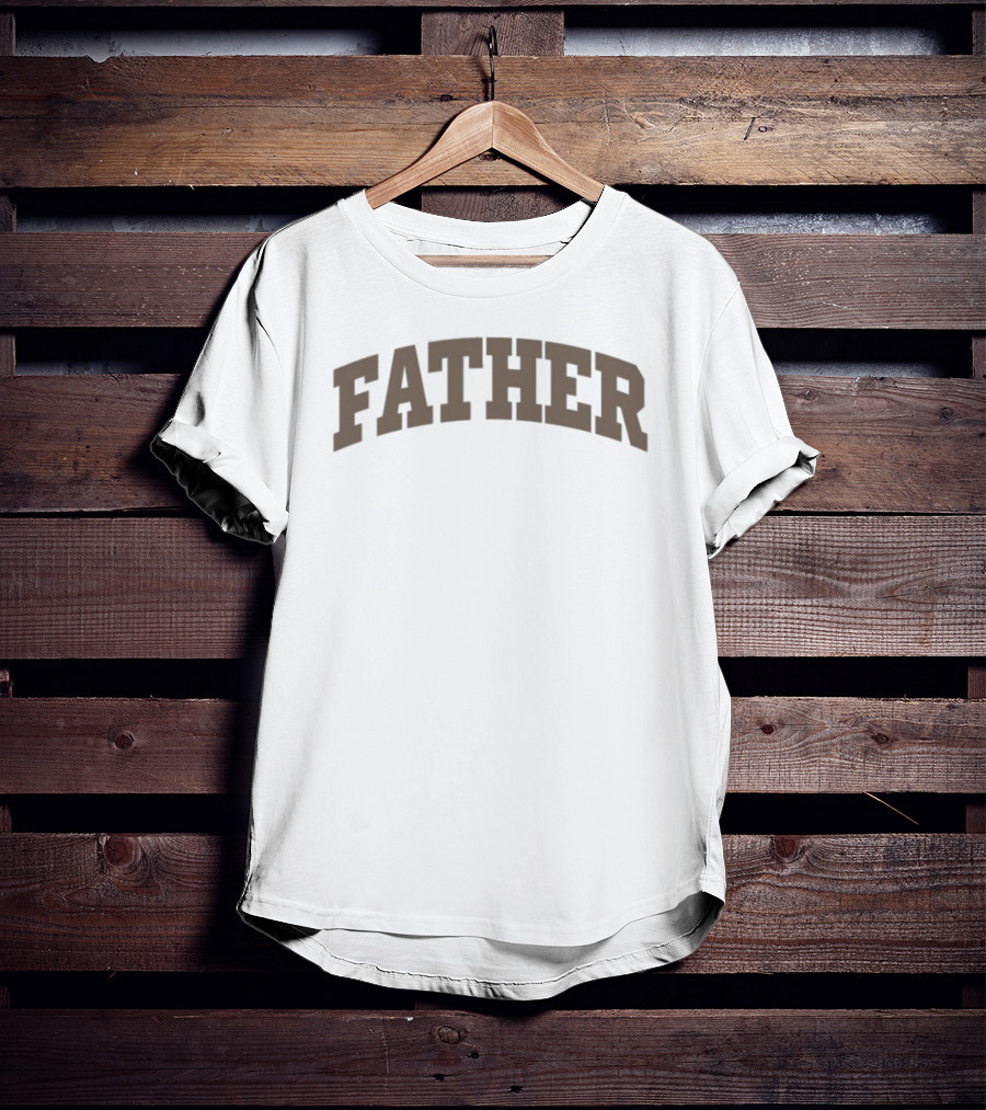 Unwell Father Text Arch Style Brown Letters T-Shirt
