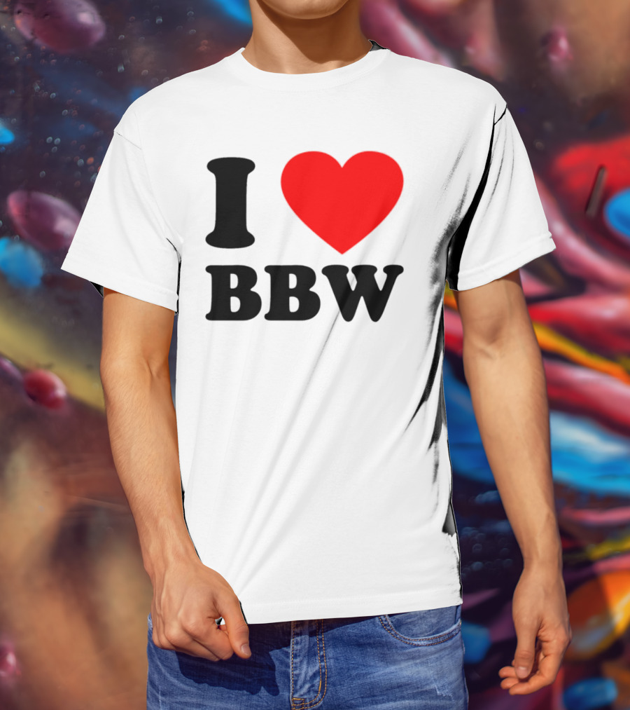 I Love BBW Heart Symbol Statement T-Shirt
