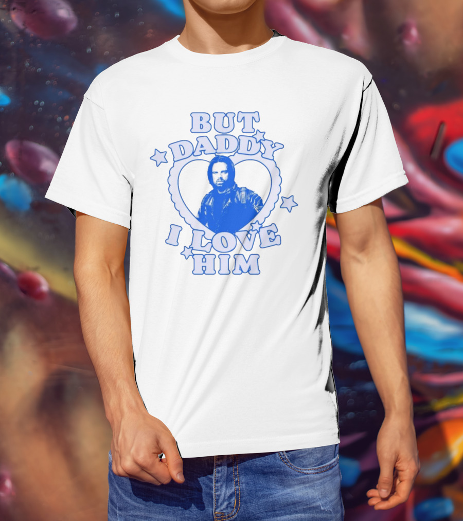 But Daddy I Love Him Bucky Barnes Blue Heart Stars T-Shirt