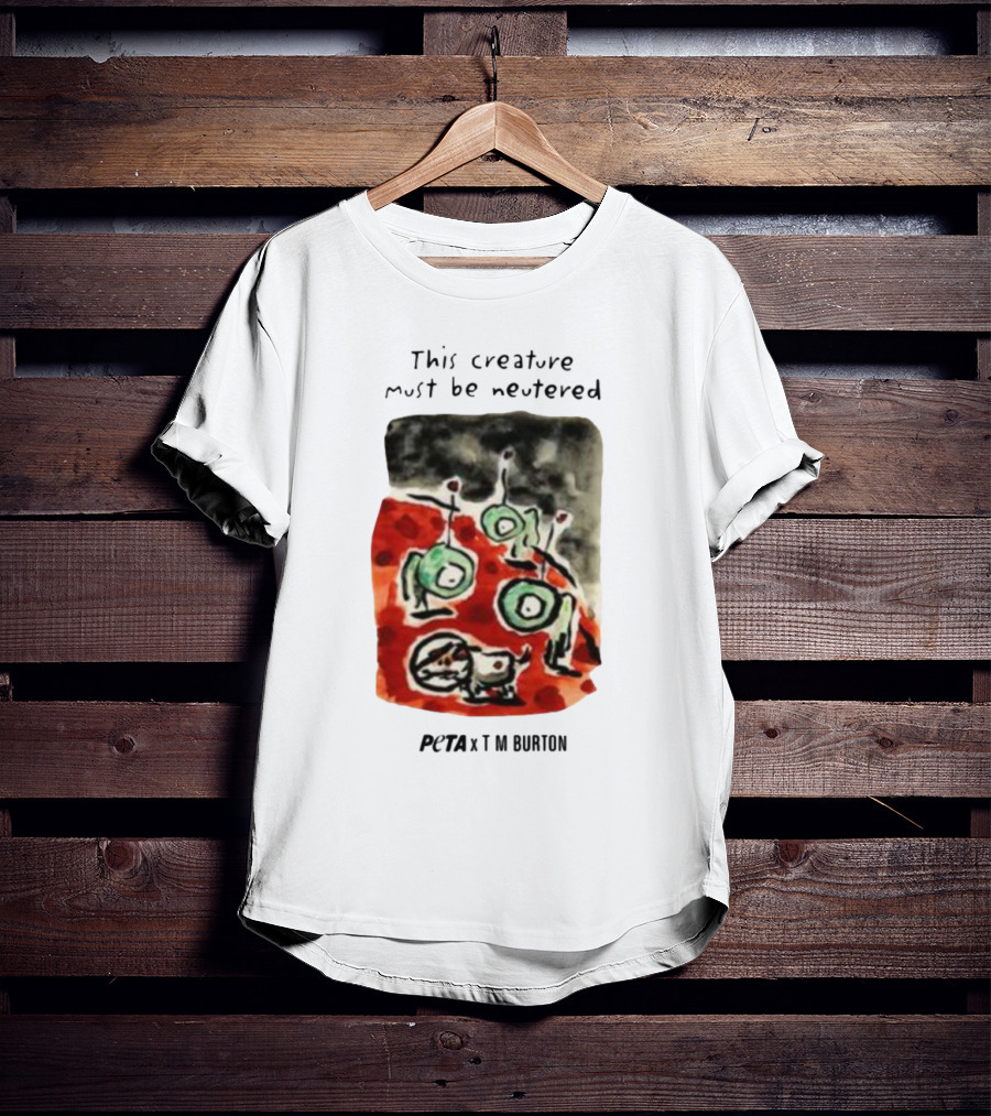 Peta X Tim Burton The Creature Must Be Regarded Levi In Space T-Shirt