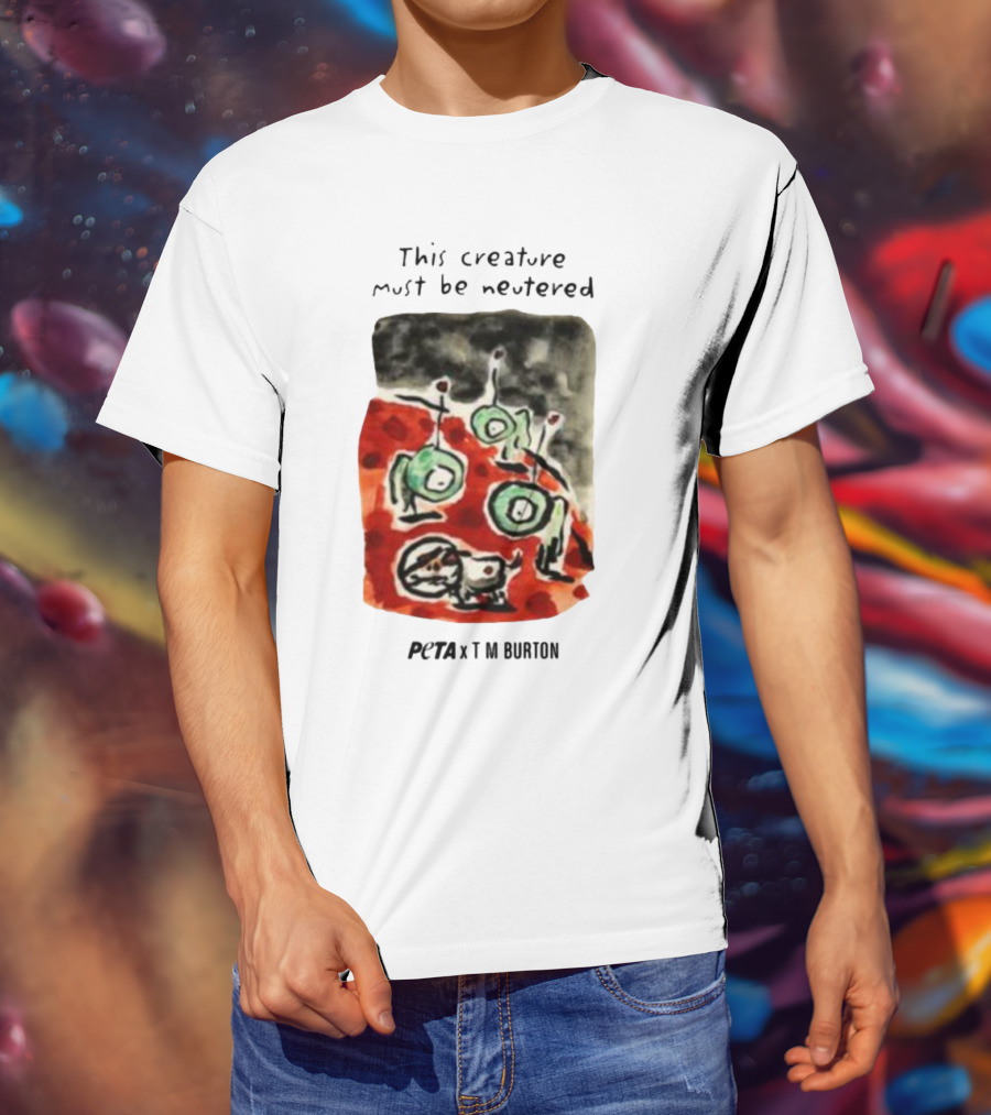 Peta X Tim Burton The Creature Must Be Regarded Levi In Space T-Shirt