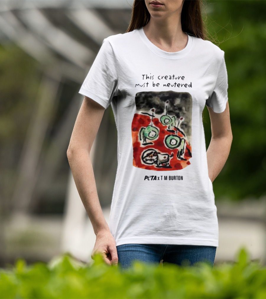 Peta X Tim Burton The Creature Must Be Regarded Levi In Space T-Shirt