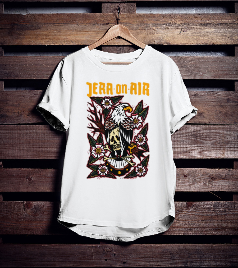 Richie Disaster Jera On Air Eagle Skull Floral Design T-Shirt