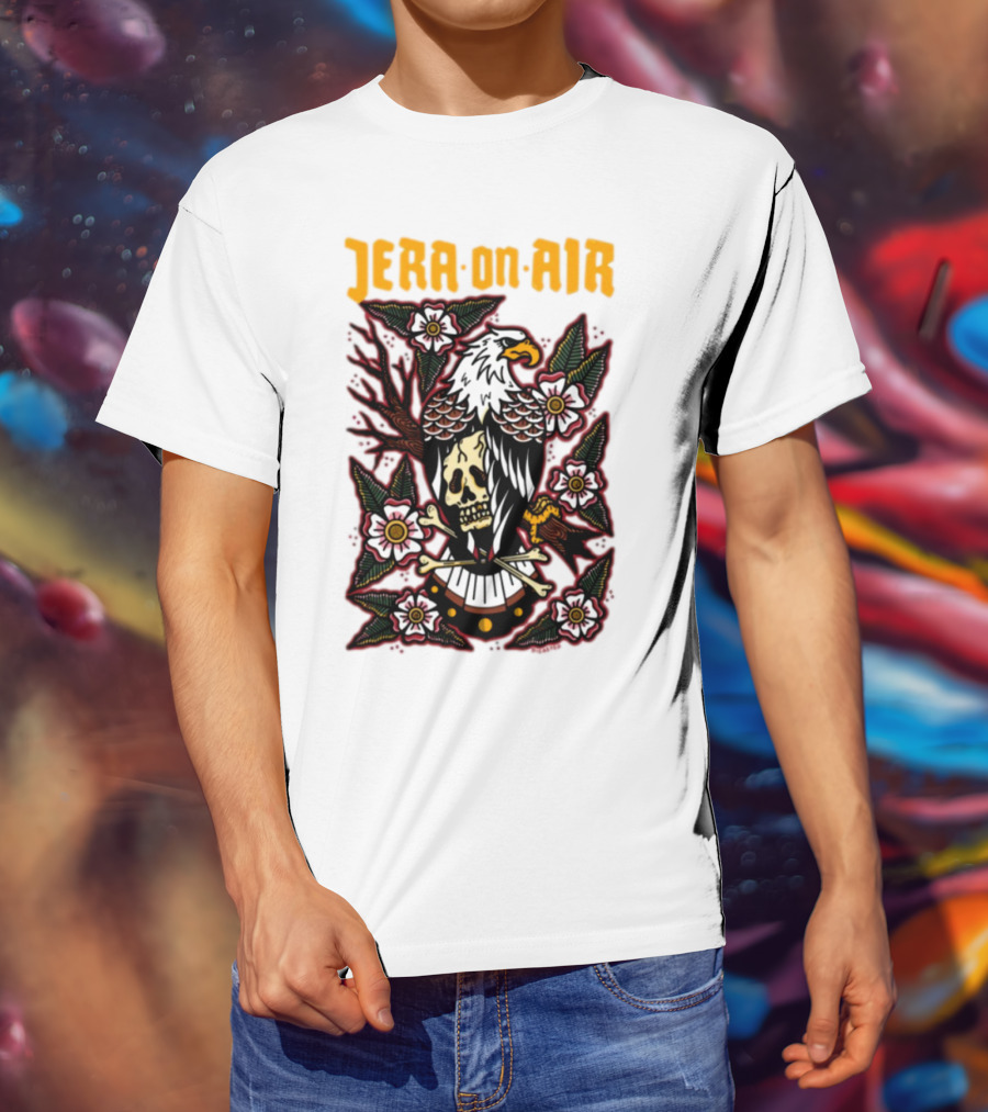 Richie Disaster Jera On Air Eagle Skull Floral Design T-Shirt