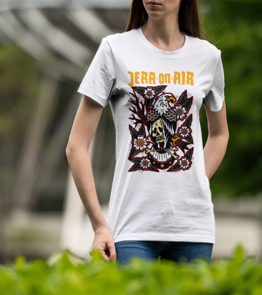 Richie Disaster Jera On Air Eagle Skull Floral Design T-Shirt