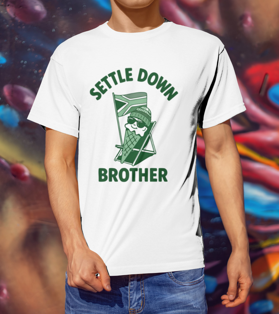 Settle Down Brother Ice Cream Cone Beach Chair Relaxation T-Shirt