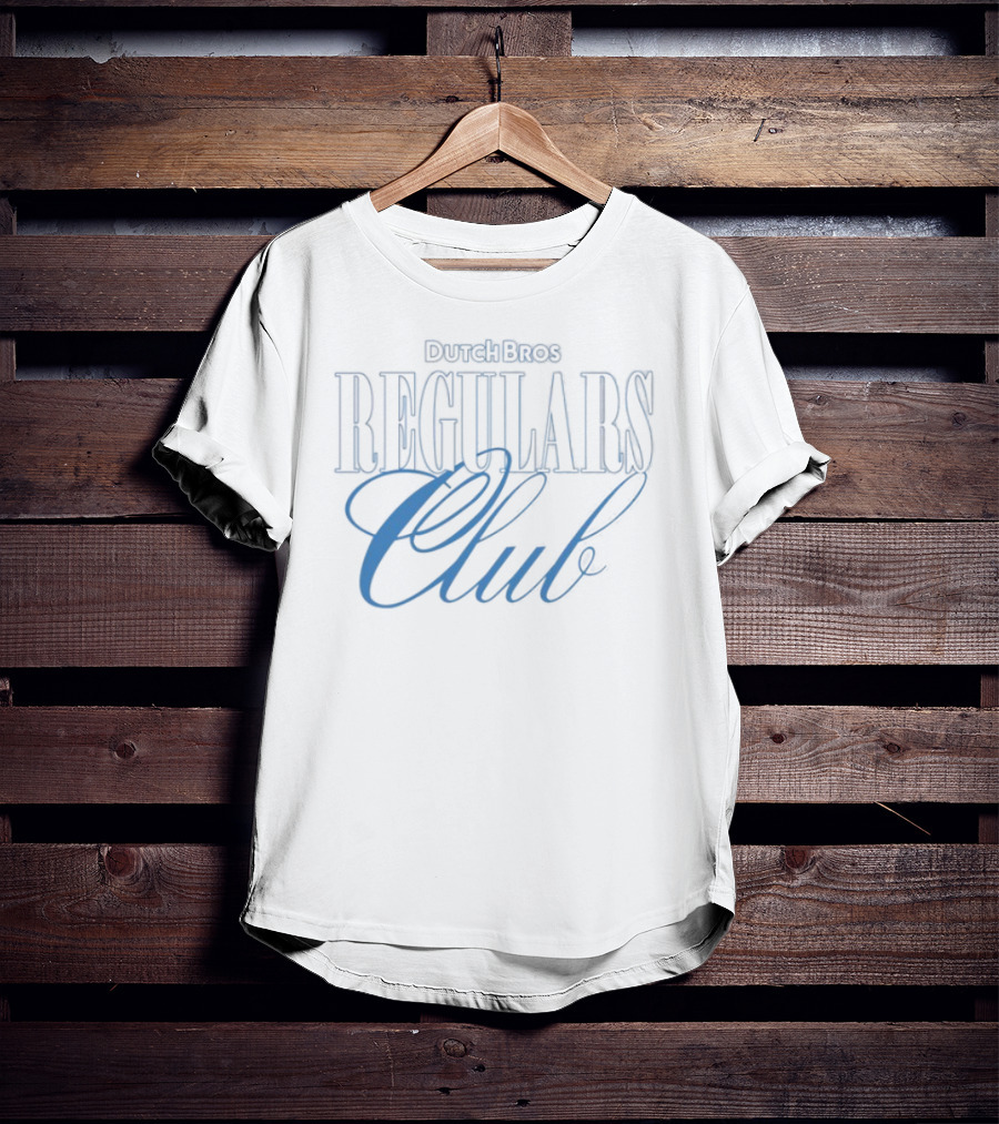 Dutch Bros Regulars Club Membership Blue Text T-Shirt