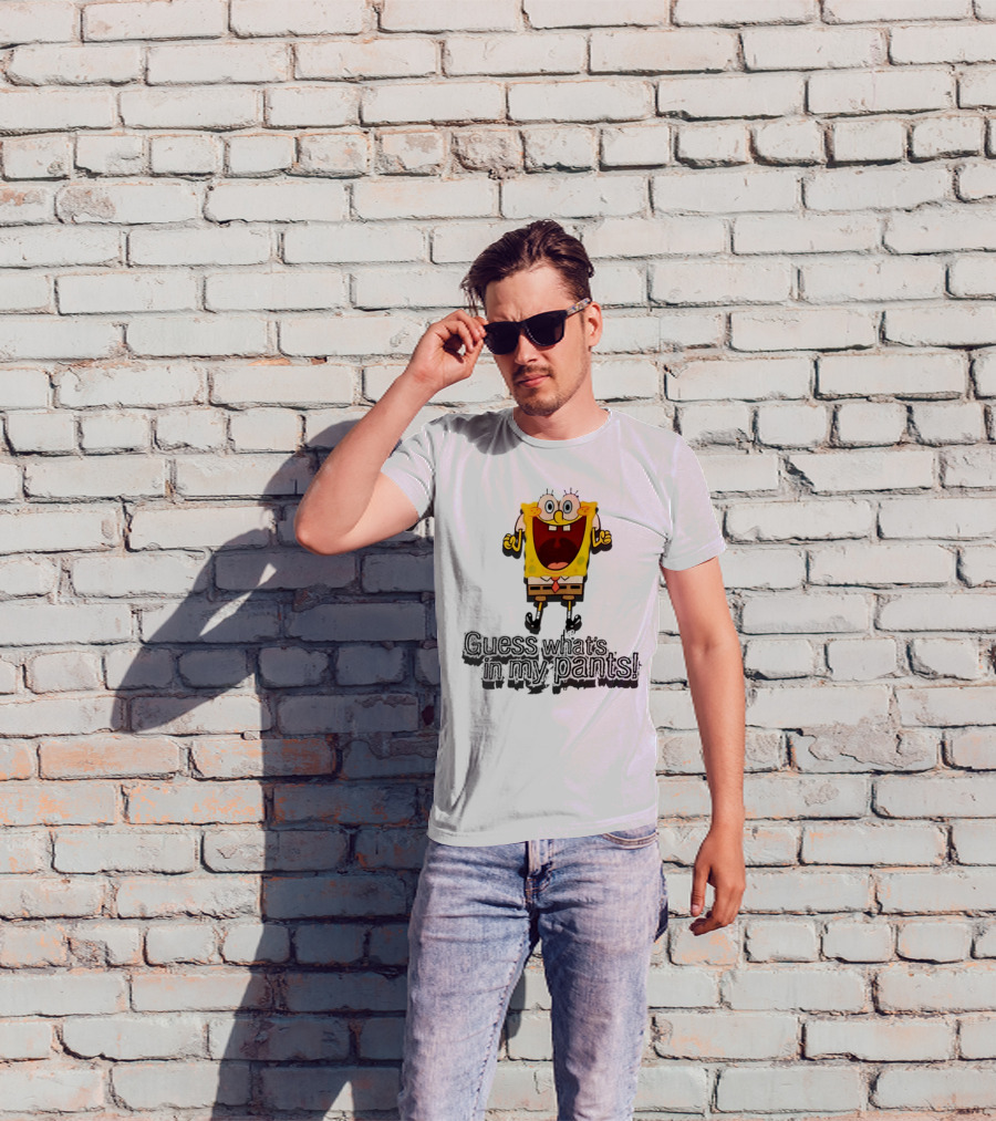 "Guess What's In My Pants Funny SpongeBob SquarePants Patrick Reference" T-Shirt