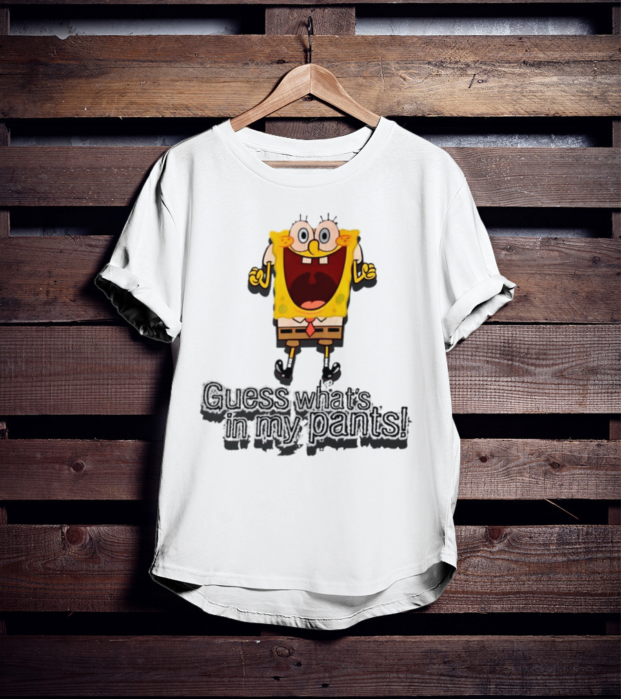 "Guess What's In My Pants Funny SpongeBob SquarePants Patrick Reference" T-Shirt