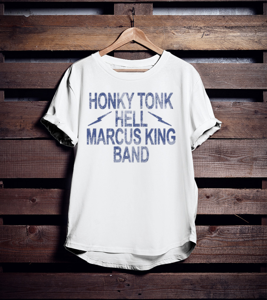 HONKY TONK HELL MARCUS KING BAND LIGHTNING BOLTS BLUE TEXT T-Shirt