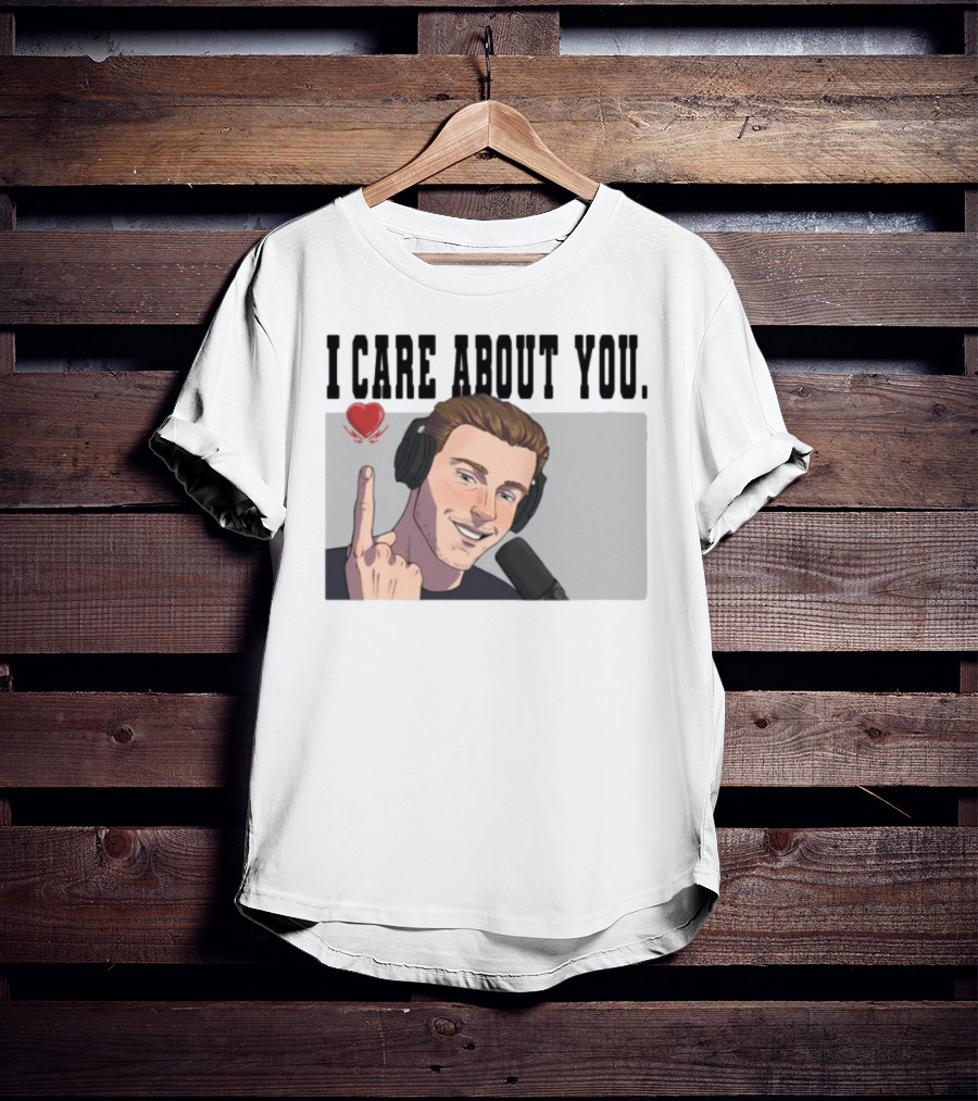 I Care About You Heart Headphones Microphone Illustration T-Shirt