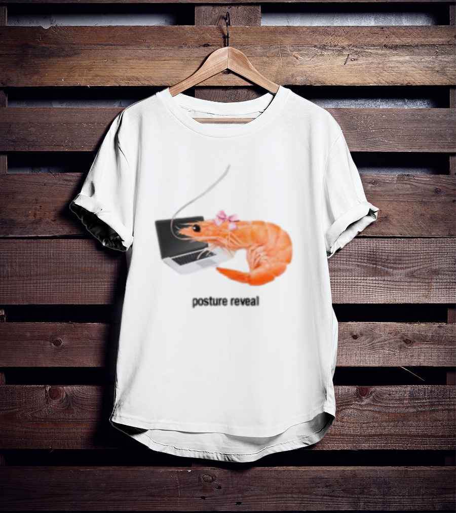 Shrimp Laptop Bow Posture Reveal T-Shirt