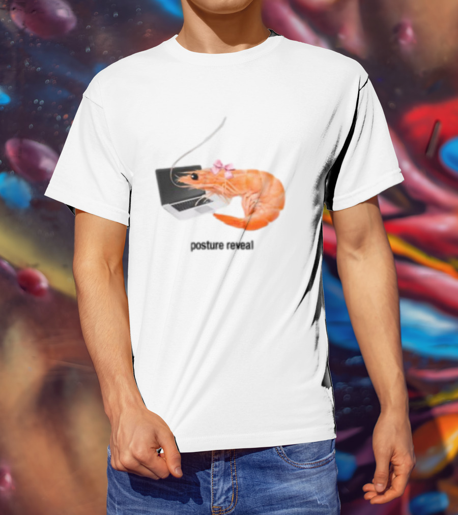 Shrimp Laptop Bow Posture Reveal T-Shirt