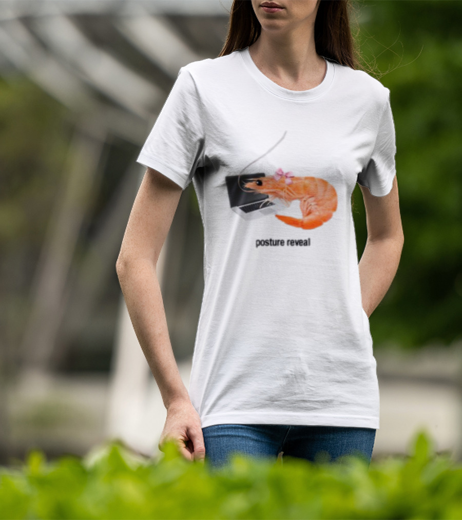 Shrimp Laptop Bow Posture Reveal T-Shirt