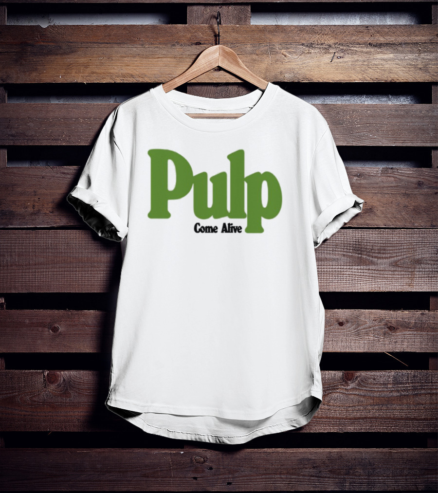 Pulp Come Alive Ecru Retro Bold Green Typography T-Shirt