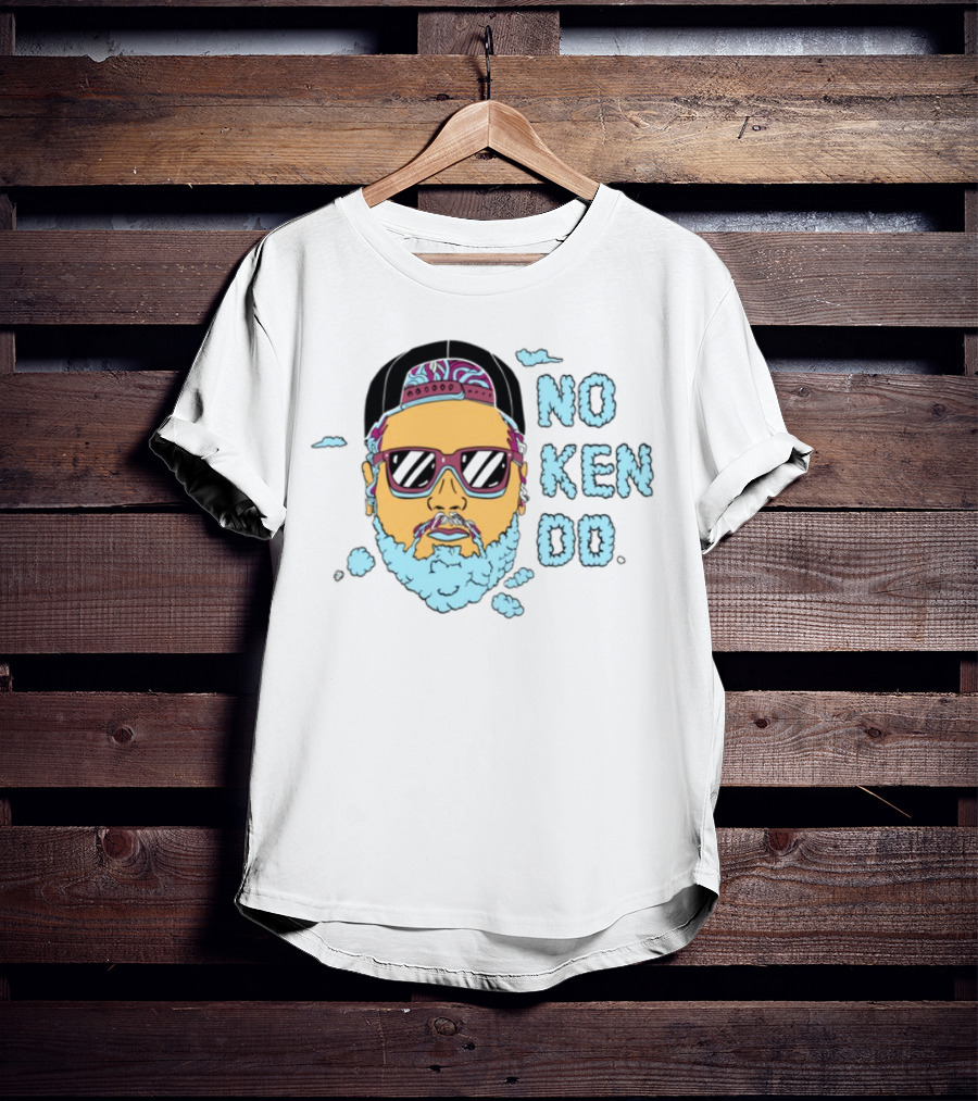 No Ken Do Trippy Ken Sunglasses Beard Cartoon T-Shirt