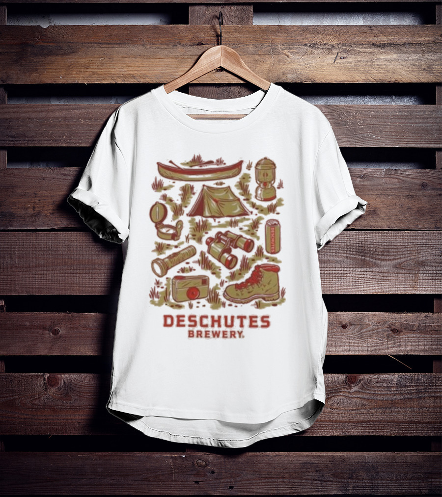Deschutes Brewery Camping Adventure Gear Collage T-Shirt