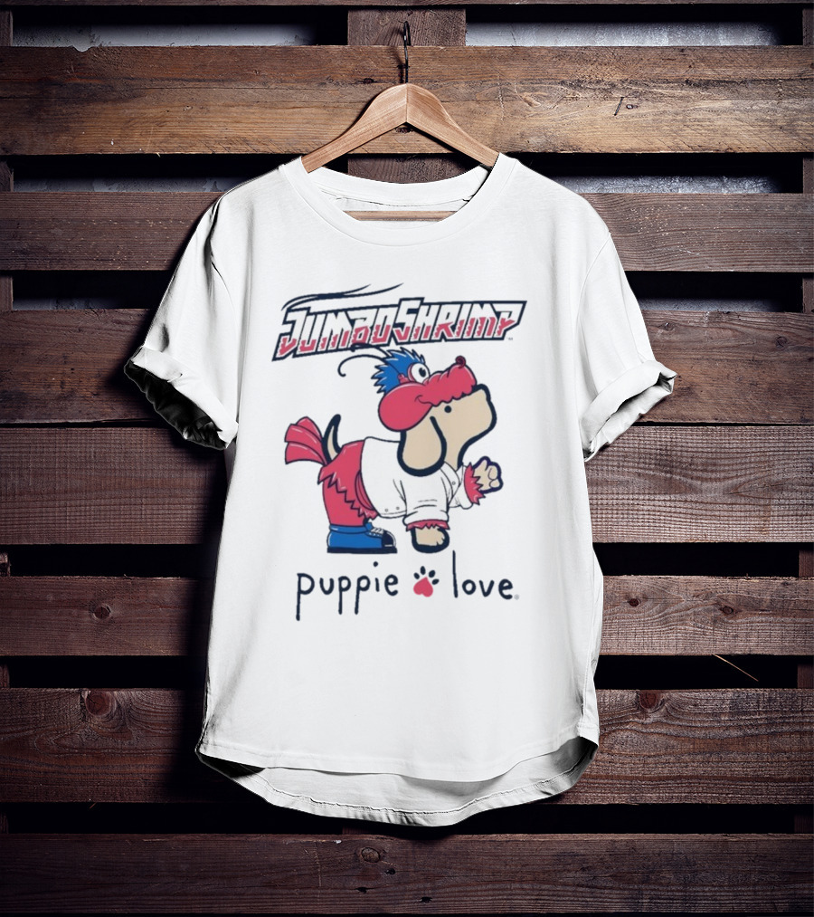 Jacksonville Jumbo Shrimp Puppie Love Baseball Mascot T-Shirt