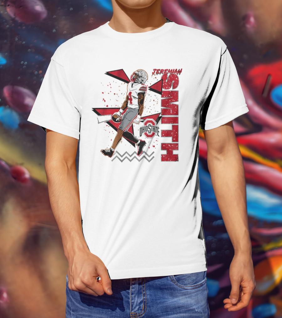 Ohio State Buckeyes Football Jeremiah Smith 90s Style Vintage Red Black Pattern T-Shirt