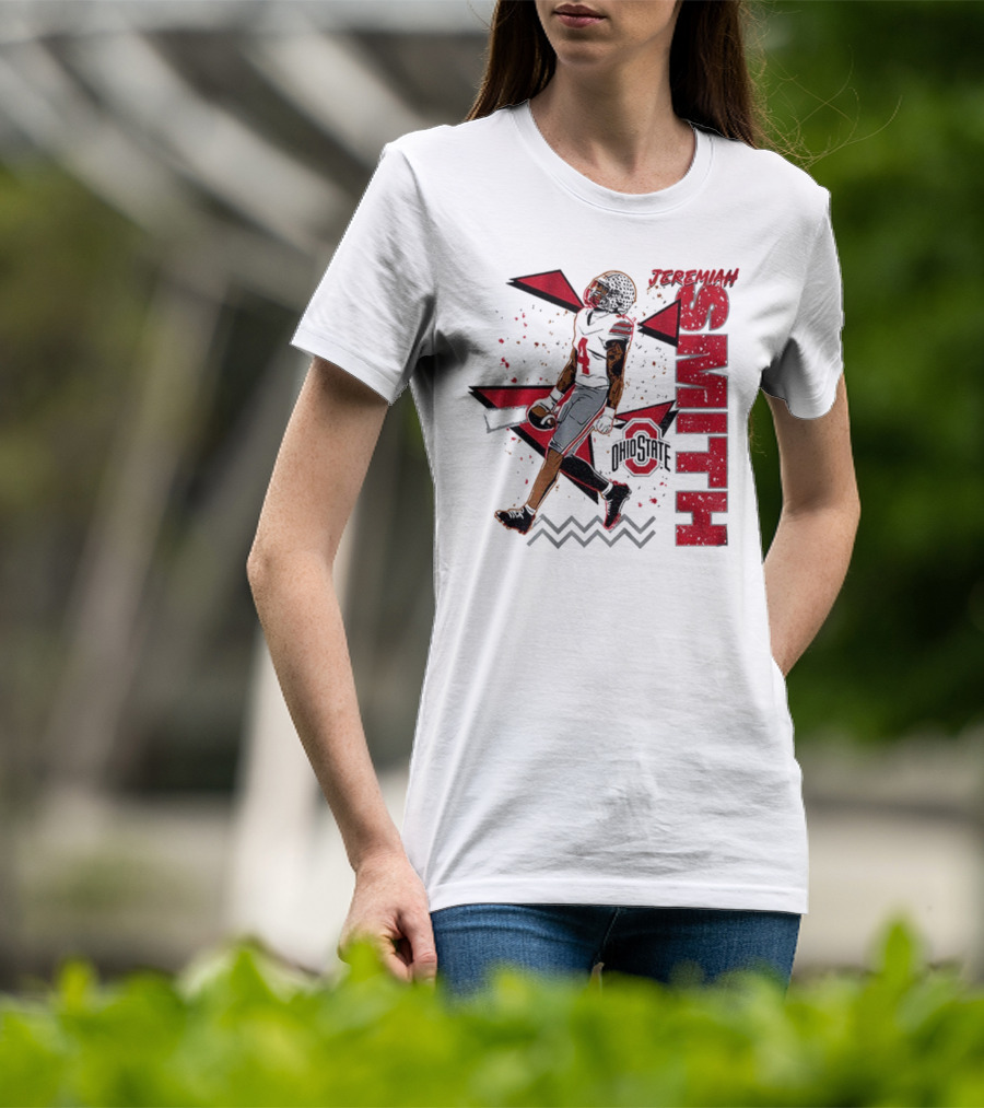 Ohio State Buckeyes Football Jeremiah Smith 90s Style Vintage Red Black Pattern T-Shirt