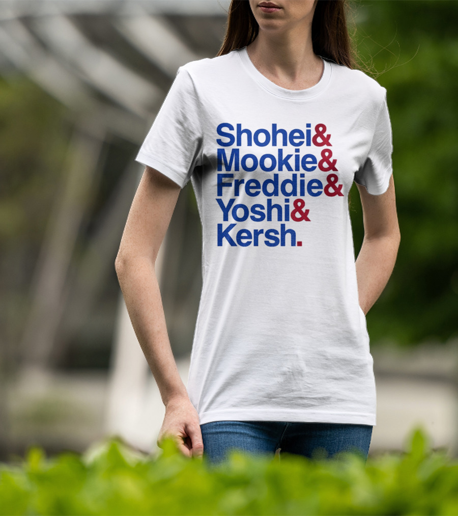 Shohei Mookie Freddie Yoshi Kersh Los Angeles Dodgers Baseball Ampersand Stars 2025 T-Shirt